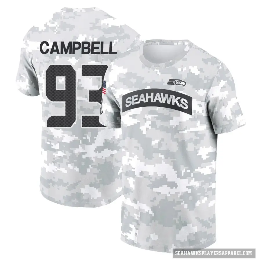 Men's ＃93 Anthony Campbell Seattle Seahawks Camo Arctic 2024 Salute to Service Performance T-Shirt