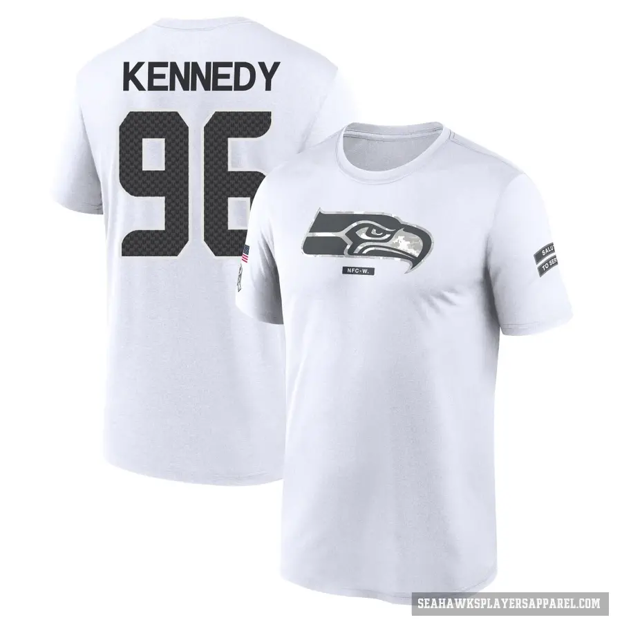 Men's ＃96 Cortez Kennedy Seattle Seahawks White 2024 Salute to Service Performance T-Shirt