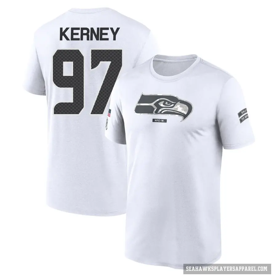 Men's ＃97 Patrick Kerney Seattle Seahawks White 2024 Salute to Service Performance T-Shirt