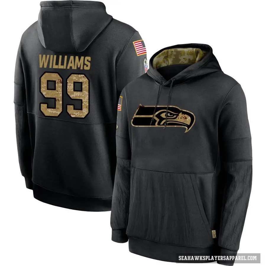 Men's ＃99 Leonard Williams Seattle Seahawks Black 2020 Salute to Service Sideline Performance Pullover Hoodie