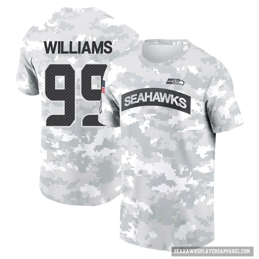 Men's ＃99 Leonard Williams Seattle Seahawks Camo Arctic 2024 Salute to Service Performance T-Shirt