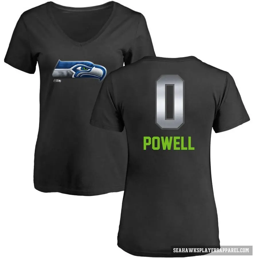 Women's ＃0 Cornell Powell Seattle Seahawks Black Midnight Mascot T-Shirt
