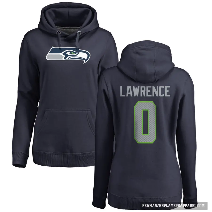 Women's ＃0 DeMarcus Lawrence Seattle Seahawks Navy Pro Line Logo Pullover Hoodie