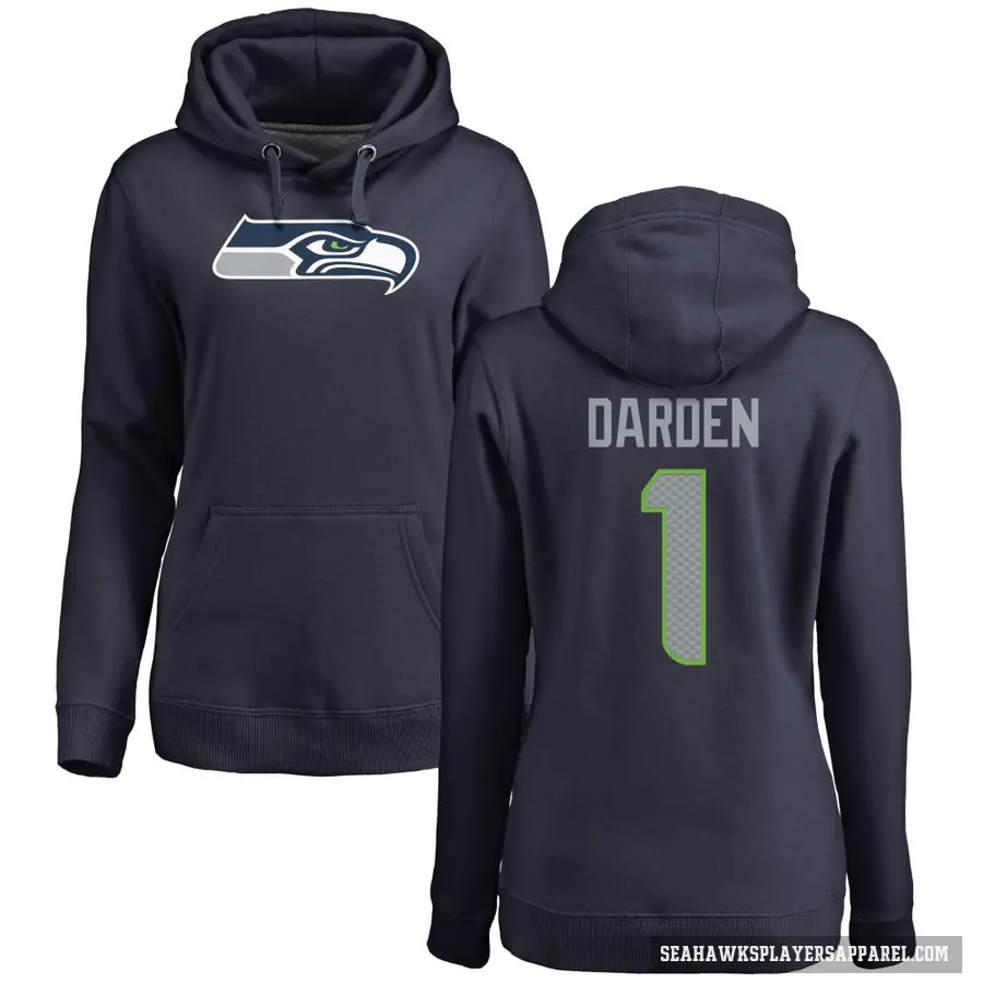 Women's ＃1 Jaelon Darden Seattle Seahawks Navy Pro Line Logo Pullover Hoodie
