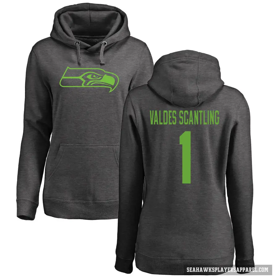 Women's ＃1 Marquez Valdes-Scantling Seattle Seahawks Pro Line by Branded Ash One Color Pullover Hoodie