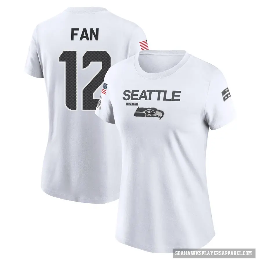 Women's ＃12 12th Fan Seattle Seahawks White 2024 Salute to Service Performance T-Shirt