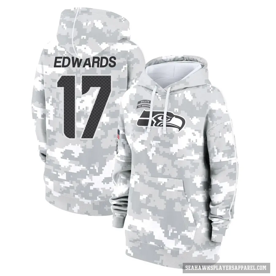 Women's ＃17 Braylon Edwards Seattle Seahawks Arctic Camo 2024 Salute to Service Club Fleece Pullover Hoodie