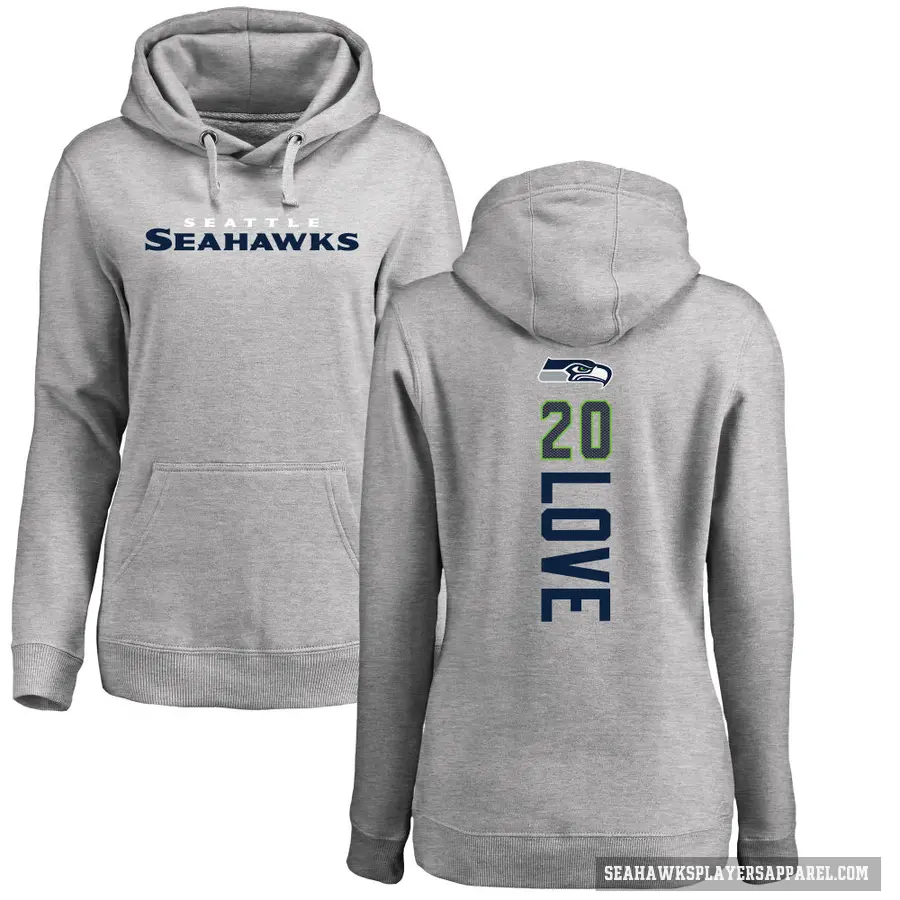 Women's ＃20 Julian Love Seattle Seahawks Pro Line Ash Backer Pullover Hoodie