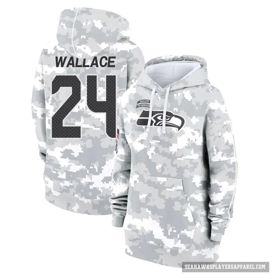 Women's ＃24 K'Von Wallace Seattle Seahawks Arctic Camo 2024 Salute to Service Club Fleece Pullover Hoodie