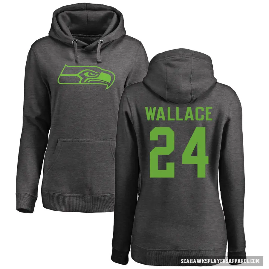 Women's ＃24 K'Von Wallace Seattle Seahawks Pro Line by Branded Ash One Color Pullover Hoodie
