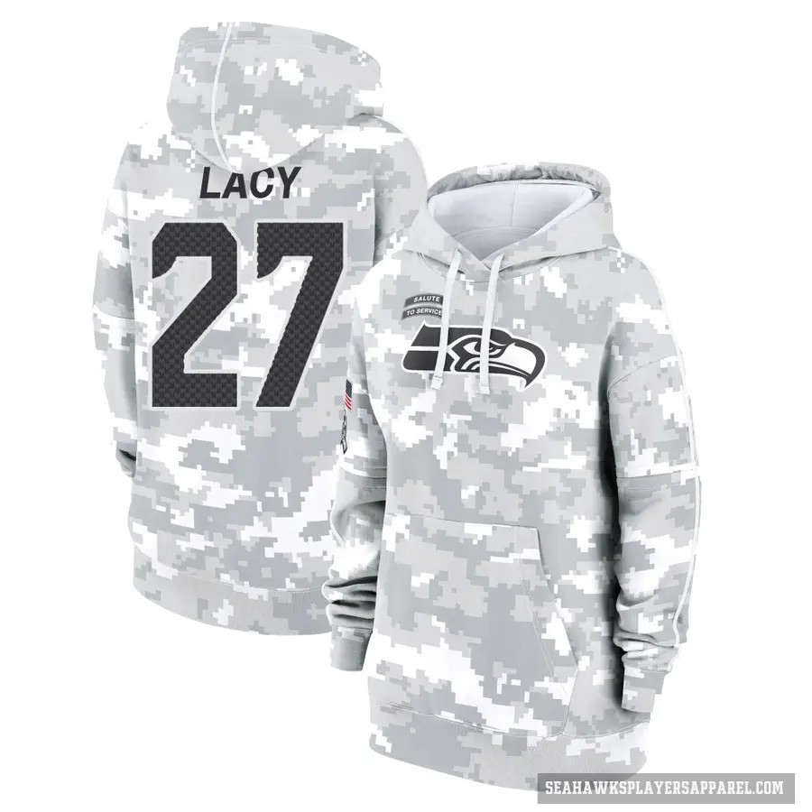 Women's ＃27 Eddie Lacy Seattle Seahawks Arctic Camo 2024 Salute to Service Club Fleece Pullover Hoodie