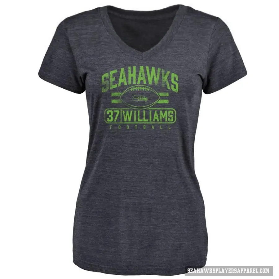 Women's ＃37 Damarion Williams Seattle Seahawks Navy Flanker T-Shirt