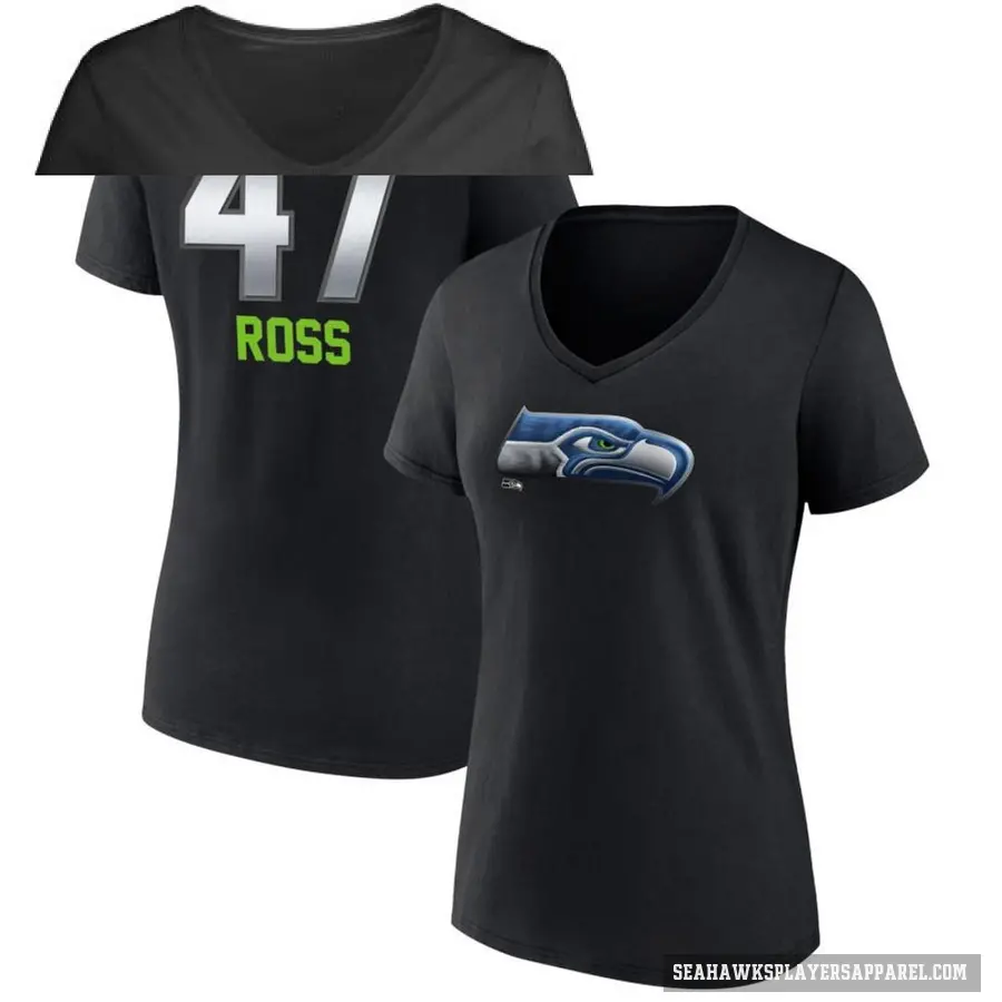 Women's ＃47 Josh Ross Seattle Seahawks Black Midnight Mascot T-Shirt