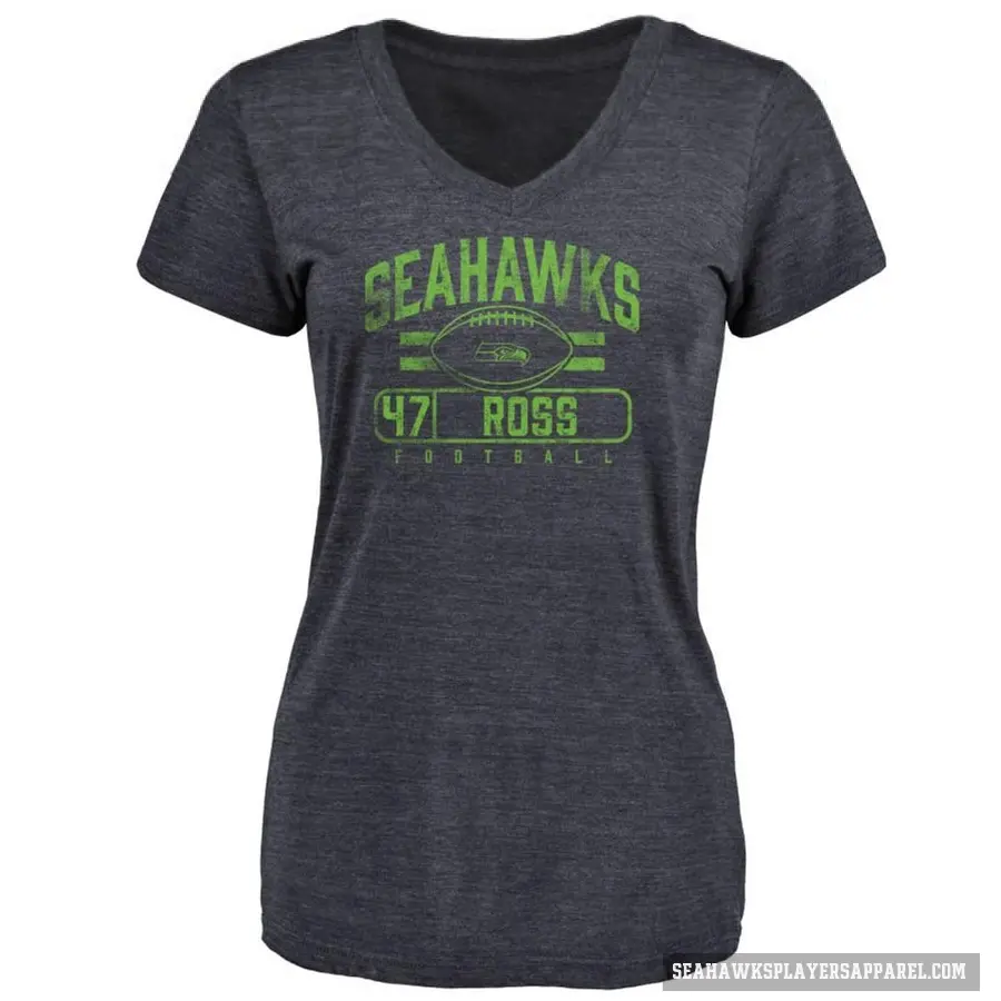 Women's ＃47 Josh Ross Seattle Seahawks Navy Flanker T-Shirt