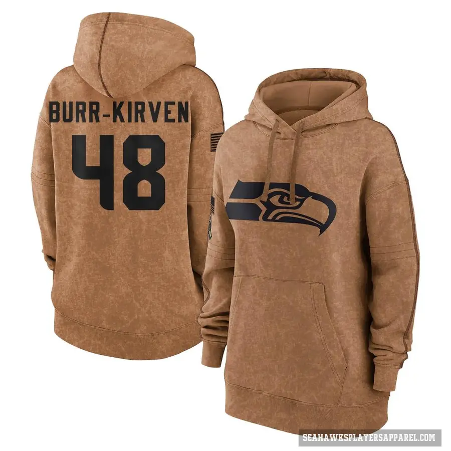 Women's ＃48 Ben Burr-Kirven Seattle Seahawks Brown 2023 Salute To Service Pullover Hoodie