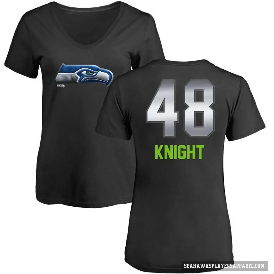 Women's ＃48 Tyrice Knight Seattle Seahawks Black Midnight Mascot T-Shirt
