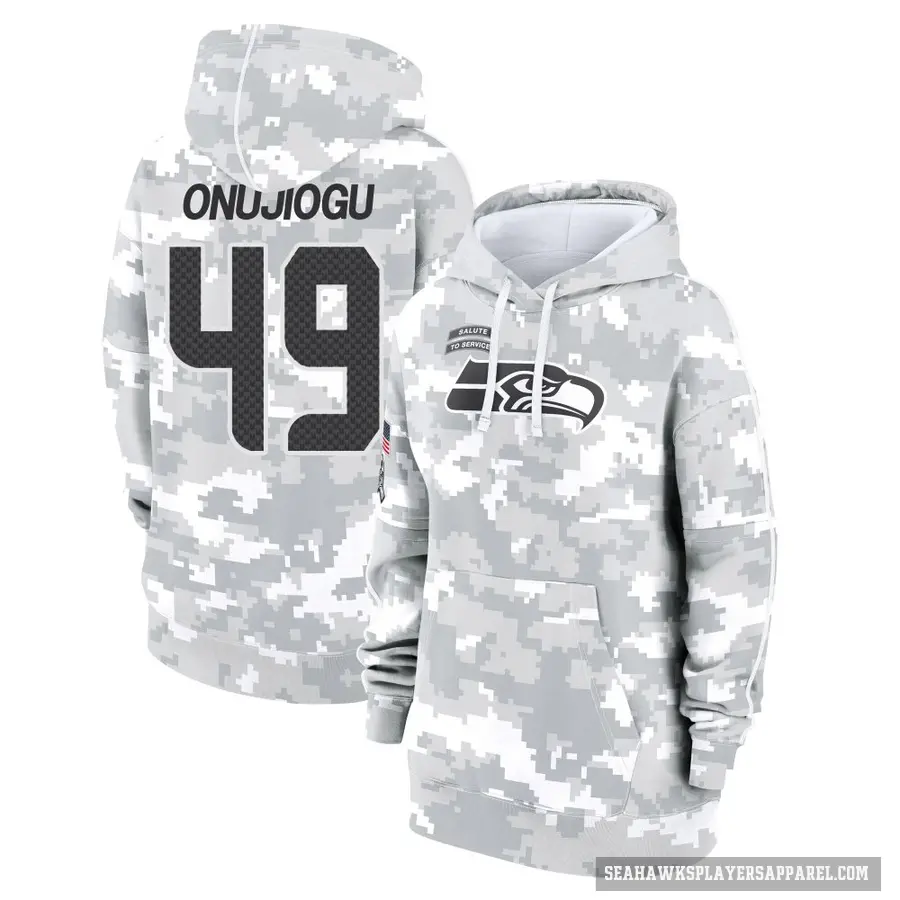 Women's ＃49 Joshua Onujiogu Seattle Seahawks Arctic Camo 2024 Salute to Service Club Fleece Pullover Hoodie