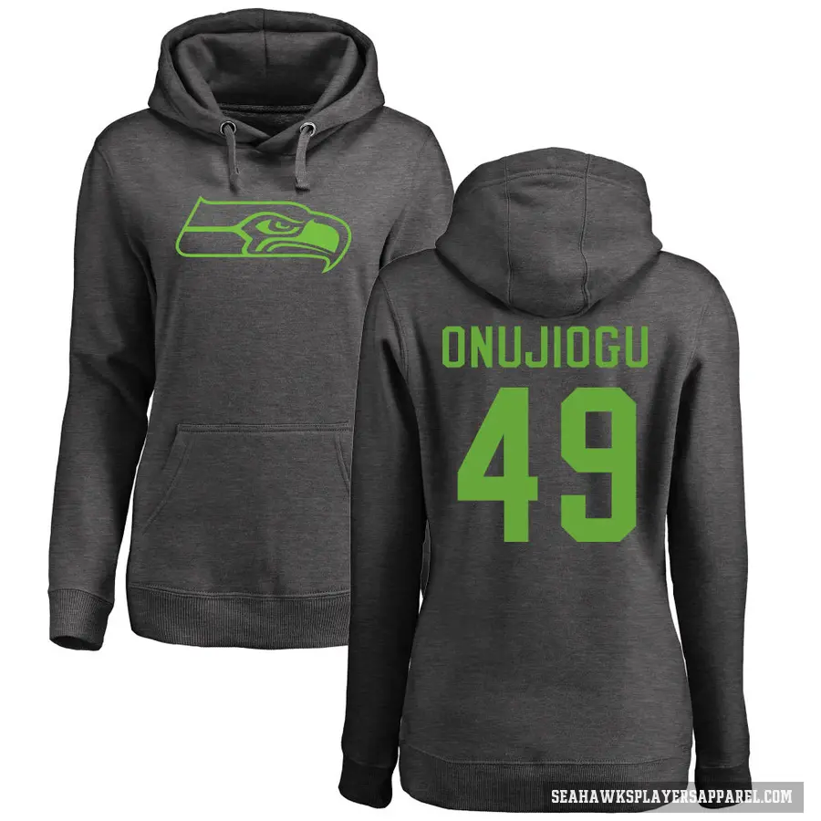 Women's ＃49 Joshua Onujiogu Seattle Seahawks Pro Line by Branded Ash One Color Pullover Hoodie