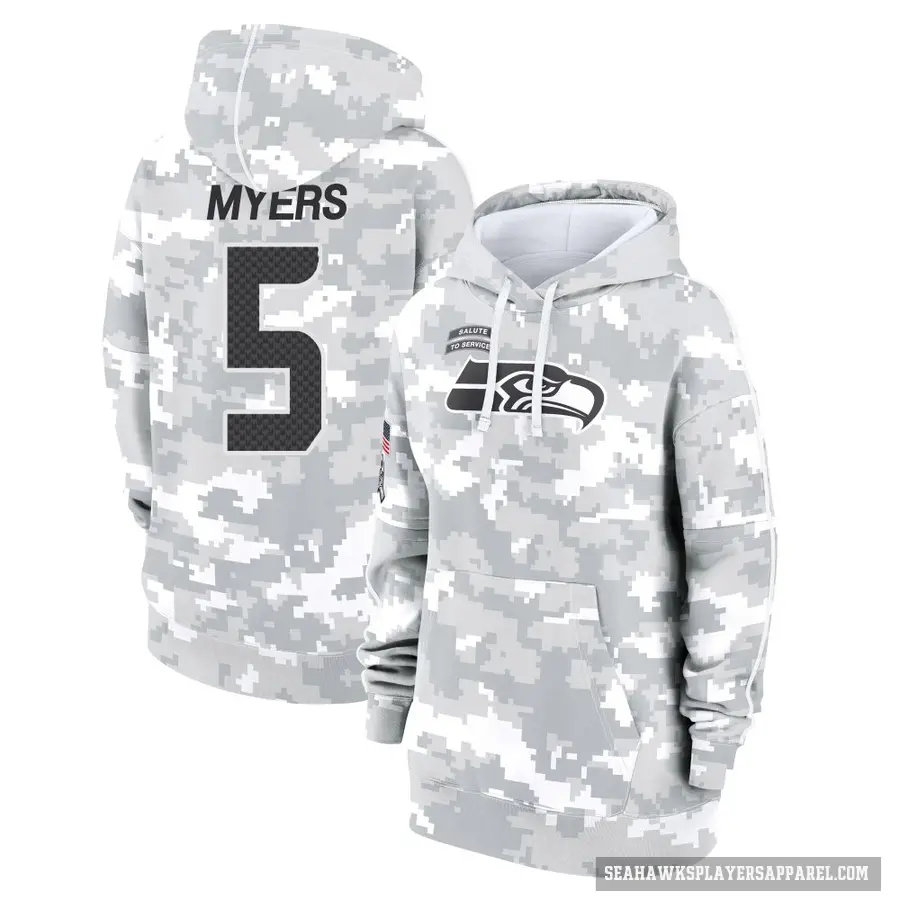 Women's ＃5 Jason Myers Seattle Seahawks Arctic Camo 2024 Salute to Service Club Fleece Pullover Hoodie