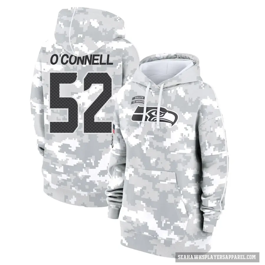 Women's ＃52 Patrick O'Connell Seattle Seahawks Arctic Camo 2024 Salute to Service Club Fleece Pullover Hoodie