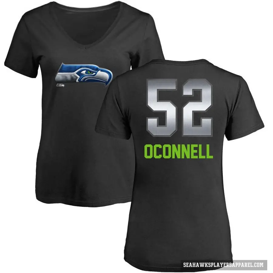 Women's ＃52 Patrick O'Connell Seattle Seahawks Black Midnight Mascot T-Shirt