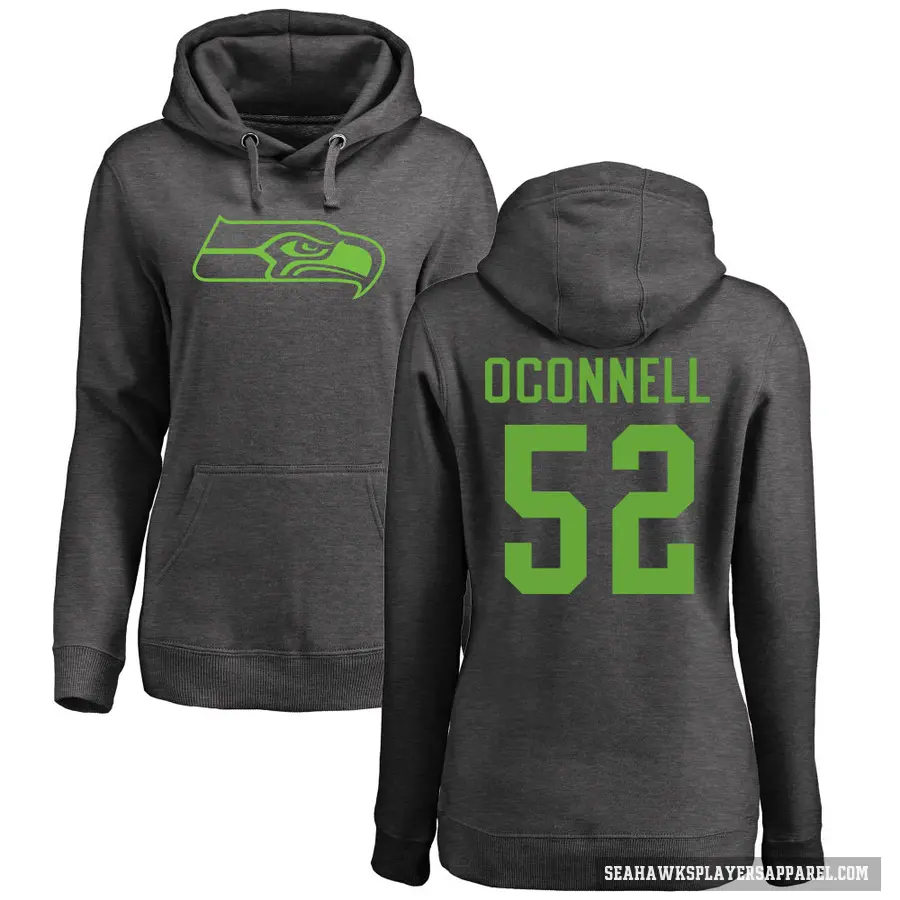 Women's ＃52 Patrick O'Connell Seattle Seahawks Pro Line by Branded Ash One Color Pullover Hoodie