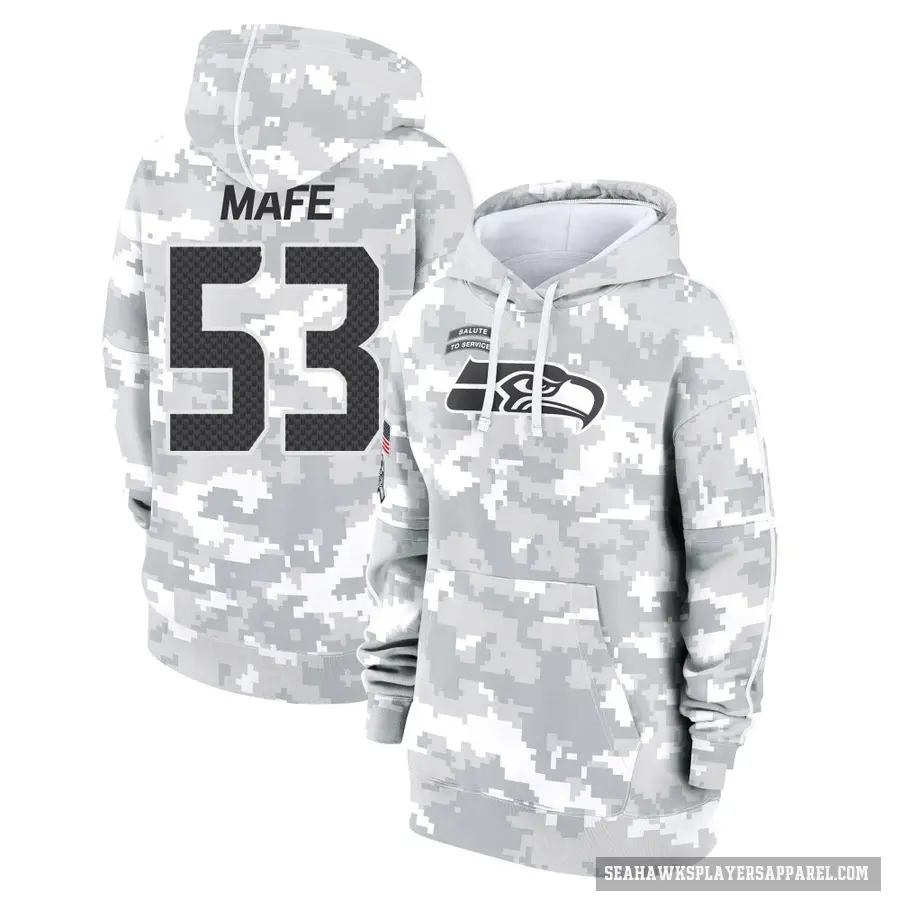 Women's ＃53 Boye Mafe Seattle Seahawks Arctic Camo 2024 Salute to Service Club Fleece Pullover Hoodie