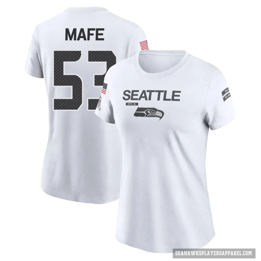 Women's ＃53 Boye Mafe Seattle Seahawks White 2024 Salute to Service Performance T-Shirt