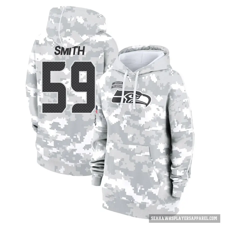 Women's ＃59 Tyreke Smith Seattle Seahawks Arctic Camo 2024 Salute to Service Club Fleece Pullover Hoodie