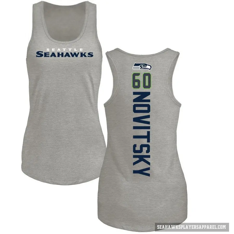 Women's ＃60 Michael Novitsky Seattle Seahawks Ash Backer Tank Top