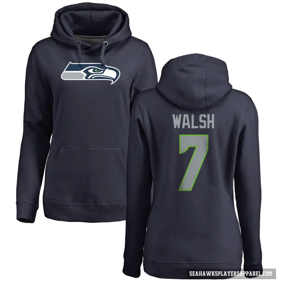 Women's ＃7 Blair Walsh Seattle Seahawks Navy Pro Line Logo Pullover Hoodie