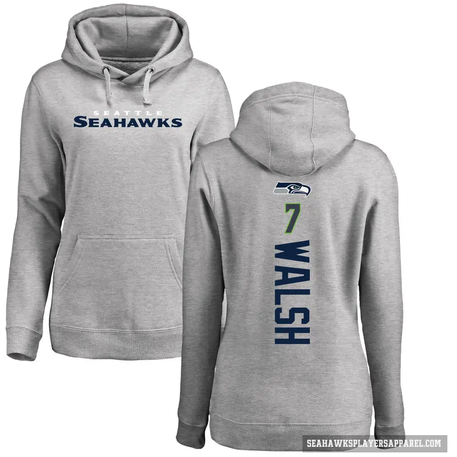 Women's ＃7 Blair Walsh Seattle Seahawks Pro Line Ash Backer Pullover Hoodie