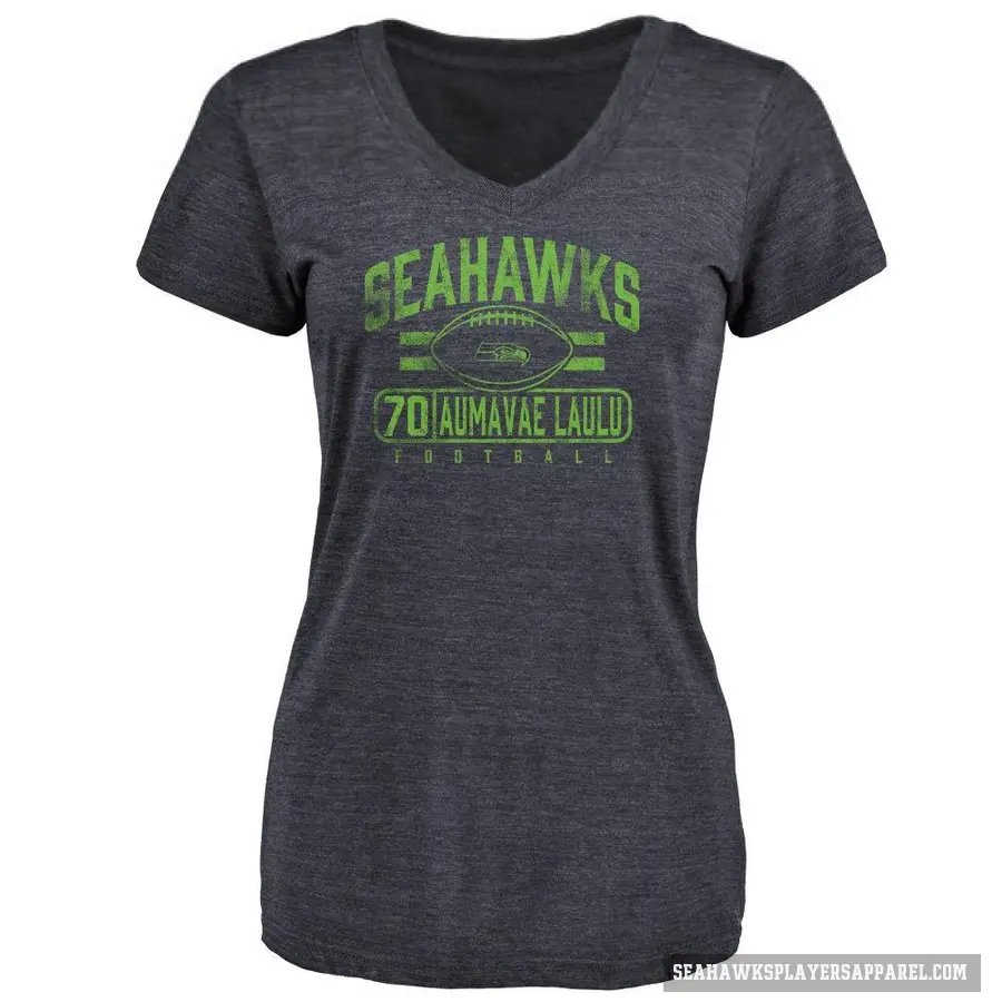 Women's ＃70 Malaesala Aumavae-Laulu Seattle Seahawks Navy Flanker T-Shirt