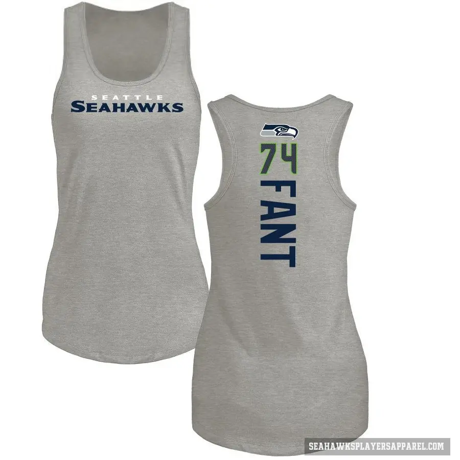 Women's ＃74 George Fant Seattle Seahawks Ash Backer Tank Top