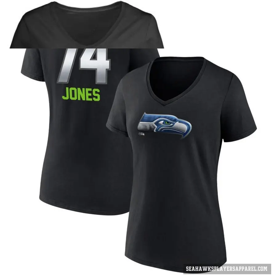 Women's ＃74 Josh Jones Seattle Seahawks Black Midnight Mascot T-Shirt
