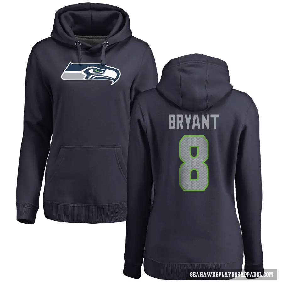 Women's ＃8 Coby Bryant Seattle Seahawks Navy Pro Line Logo Pullover Hoodie