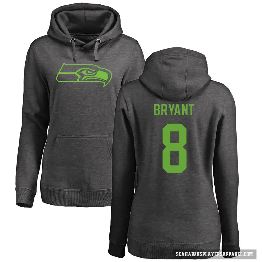 Women's ＃8 Coby Bryant Seattle Seahawks Pro Line by Branded Ash One Color Pullover Hoodie