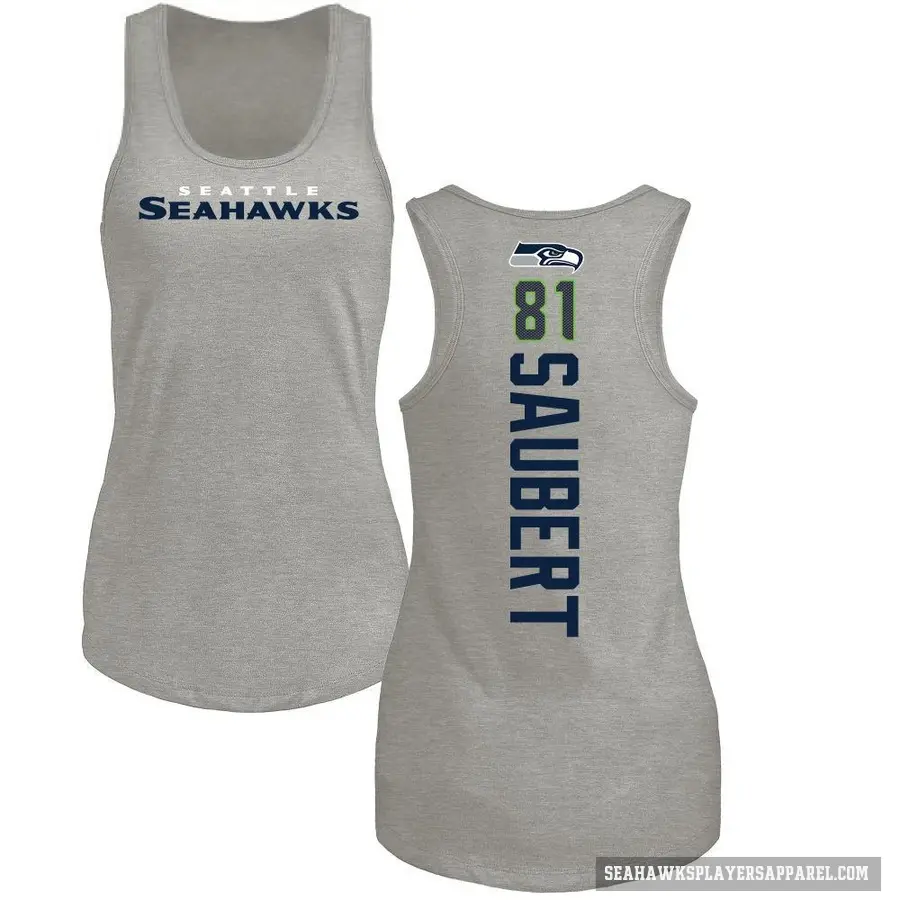 Women's ＃81 Eric Saubert Seattle Seahawks Ash Backer Tank Top
