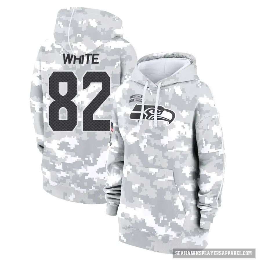 Women's ＃82 Cody White Seattle Seahawks Arctic Camo 2024 Salute to Service Club Fleece Pullover Hoodie