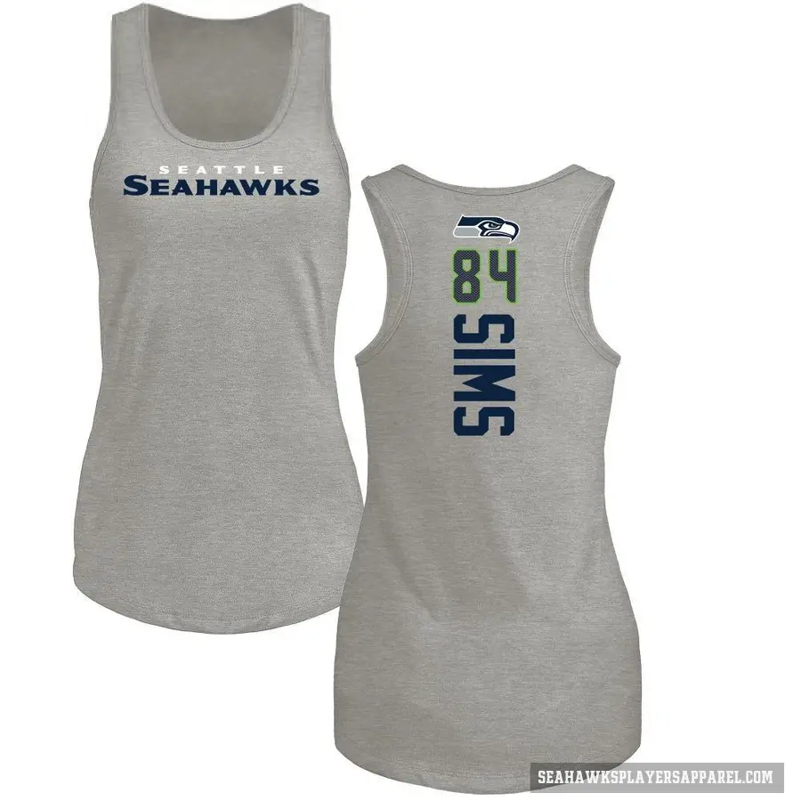 Women's ＃84 Steven Sims Seattle Seahawks Ash Backer Tank Top