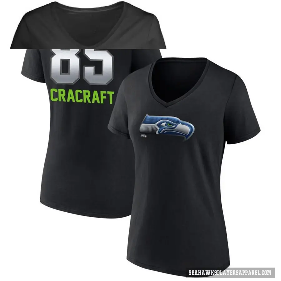 Women's ＃85 River Cracraft Seattle Seahawks Black Midnight Mascot T-Shirt