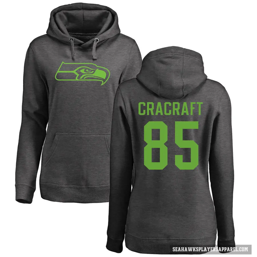 Women's ＃85 River Cracraft Seattle Seahawks Pro Line by Branded Ash One Color Pullover Hoodie