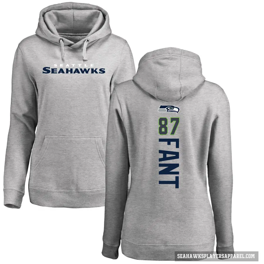 Women's ＃87 Noah Fant Seattle Seahawks Pro Line Ash Backer Pullover Hoodie