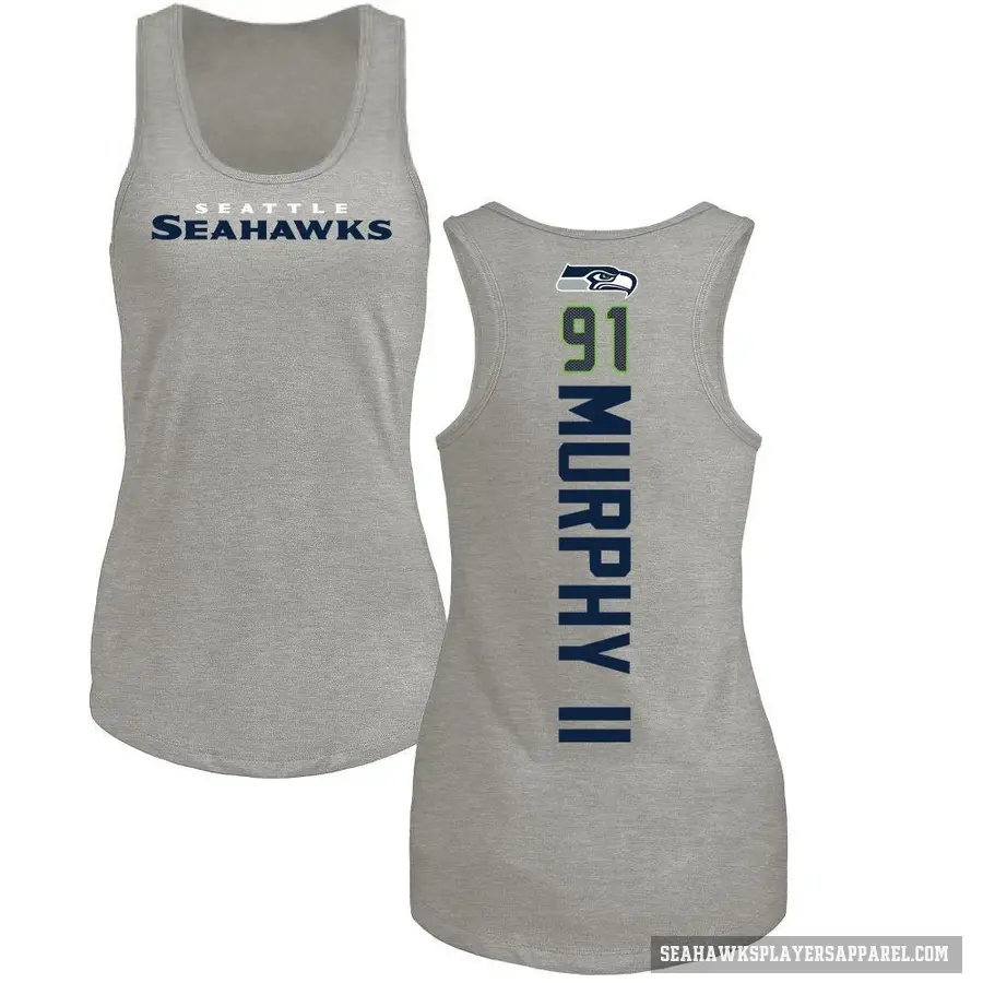 Women's ＃91 Byron Murphy II Seattle Seahawks Ash Backer Tank Top
