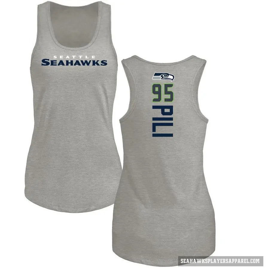 Women's ＃95 Brandon Pili Seattle Seahawks Ash Backer Tank Top