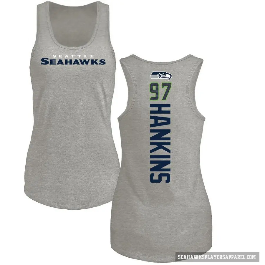 Women's ＃97 Johnathan Hankins Seattle Seahawks Ash Backer Tank Top