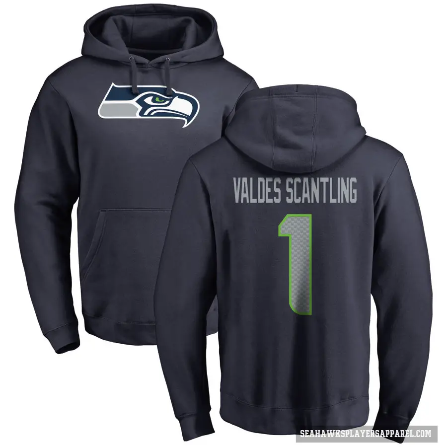 Youth ＃1 Marquez Valdes-Scantling Seattle Seahawks Navy Pro Line Logo Pullover Hoodie