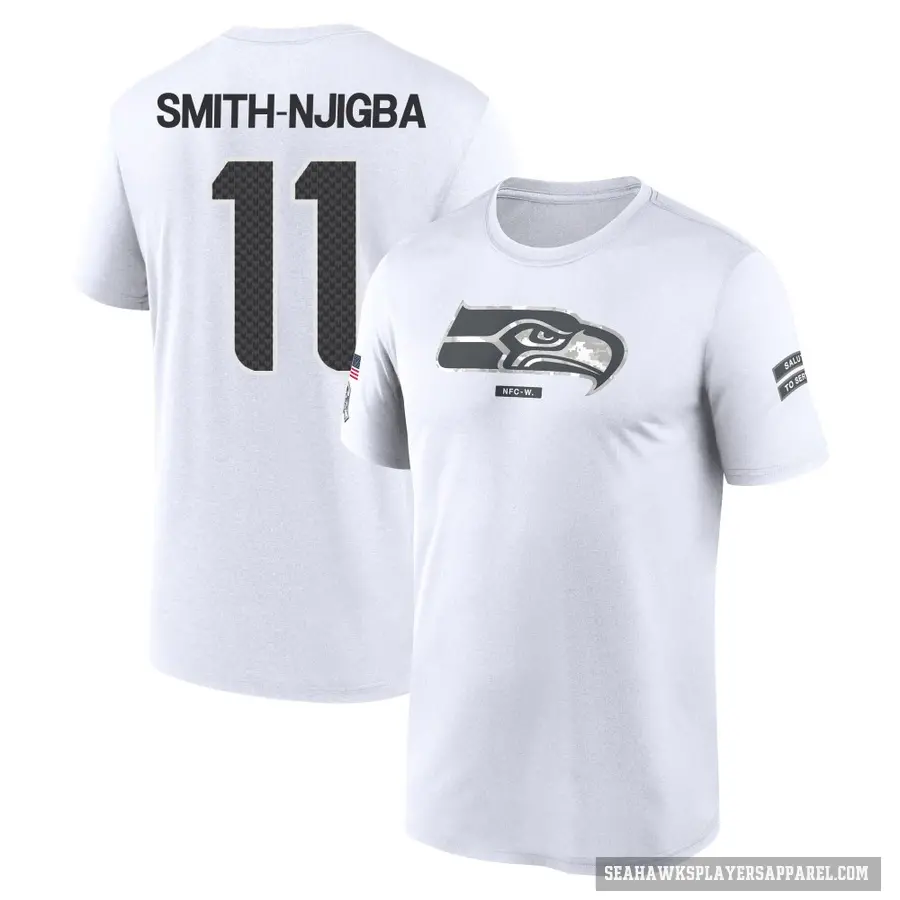 Youth ＃11 Jaxon Smith-Njigba Seattle Seahawks White 2024 Salute to Service Performance T-Shirt