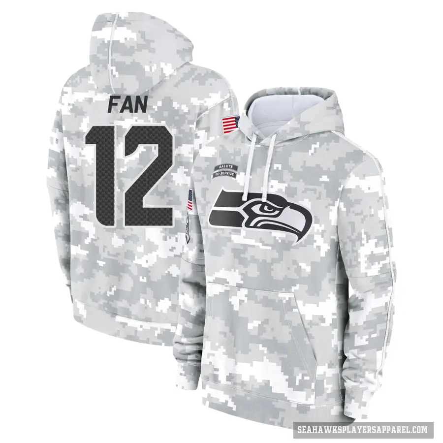 Youth ＃12 12th Fan Seattle Seahawks Arctic Camo 2024 Salute to Service Club Fleece Pullover Hoodie