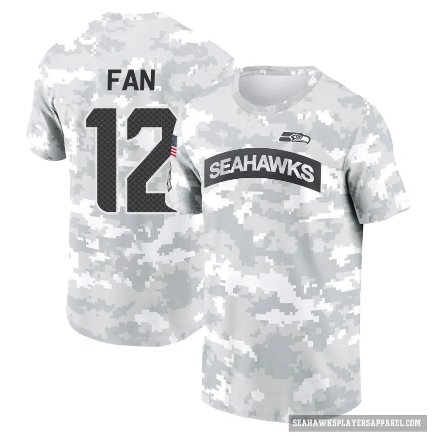 Youth ＃12 12th Fan Seattle Seahawks Camo Arctic 2024 Salute to Service Performance T-Shirt